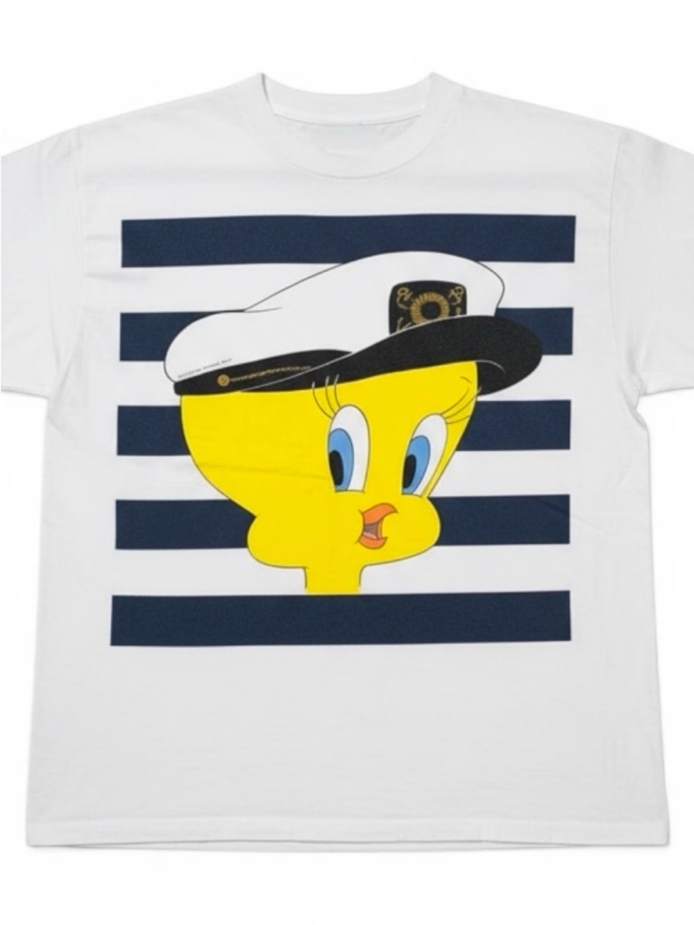 Vintage 1995 Tweety Bird Looney Tunes Nautical Stripe Single Stitch Tee XL